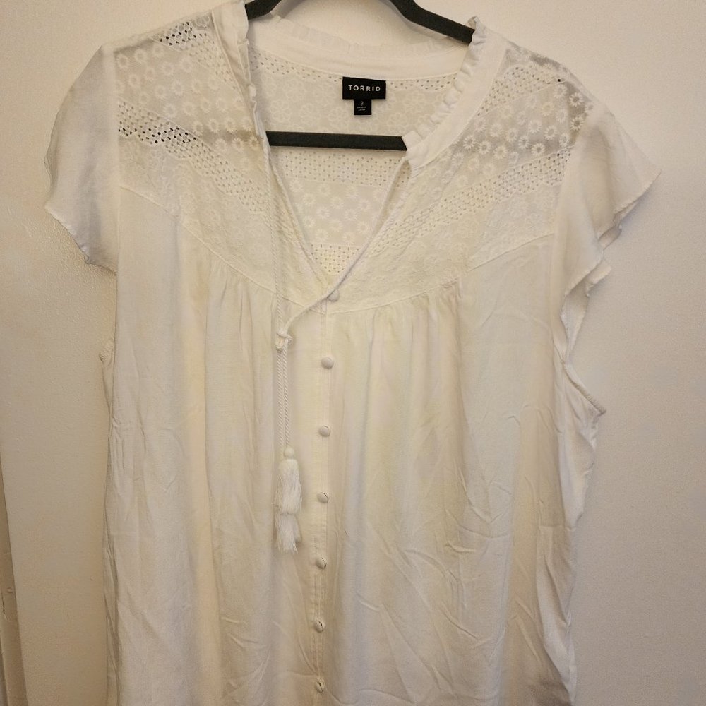 Torrid Cotton Blouse- White